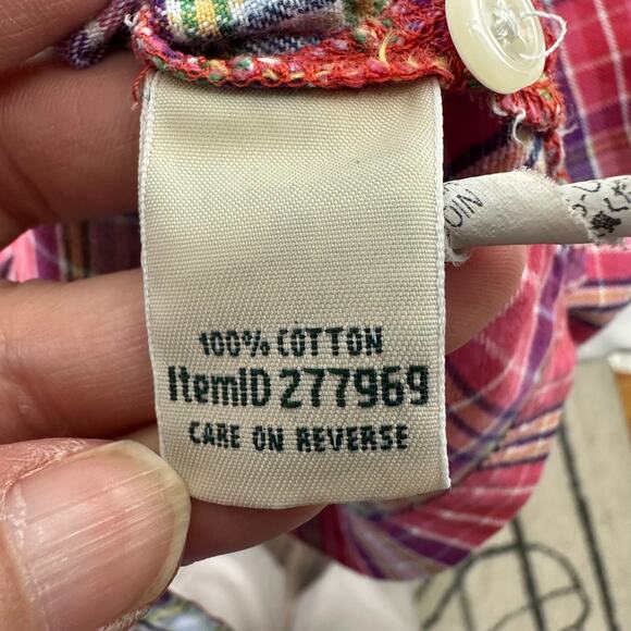 L.L. Bean Pink Plaid Tartan Button Up Pajama Shirt Womens Medium Cozy Cabincore - Picture 3 of 5